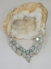 Rainbow Moonstone and Blue Topaz Teardrop Collar 3 – Andrea Jaye Collection