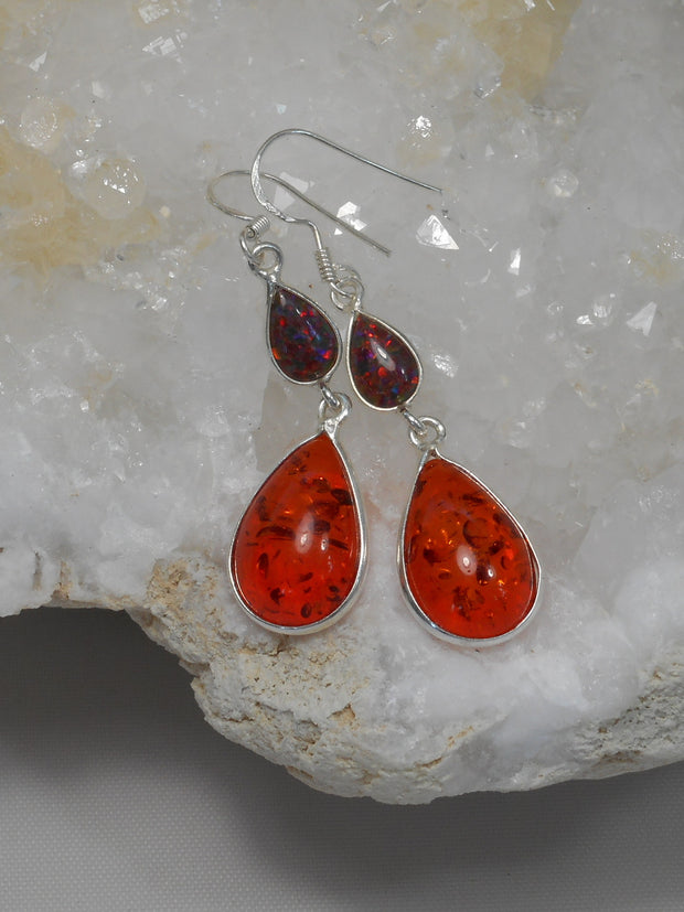 Amber Earring Set 1 with Fire Opal – Andrea Jaye Collection