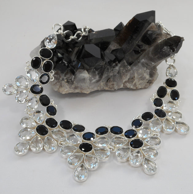*White Topaz and Black Onyx Necklace 1 – Andrea Jaye Collection