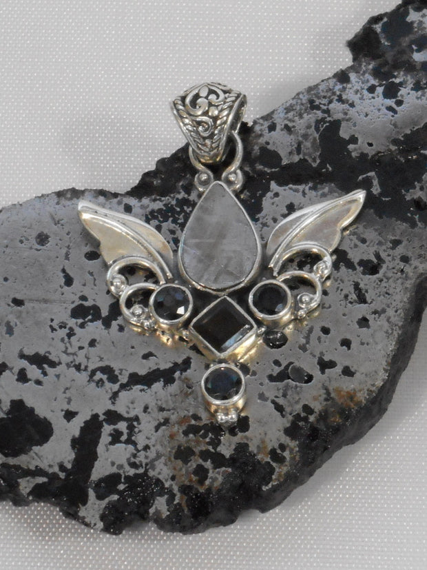 Angel Sterling and Meteorite Pendant 5 with Onyx and Topaz – Andrea ...