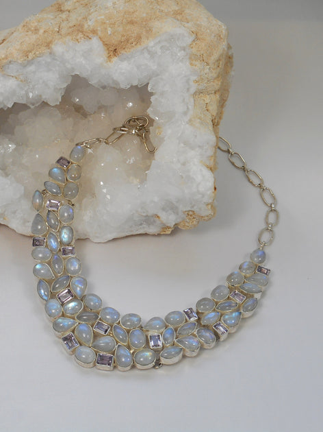 Moonstone Necklace 1 with Amethyst Quartz – Andrea Jaye Collection