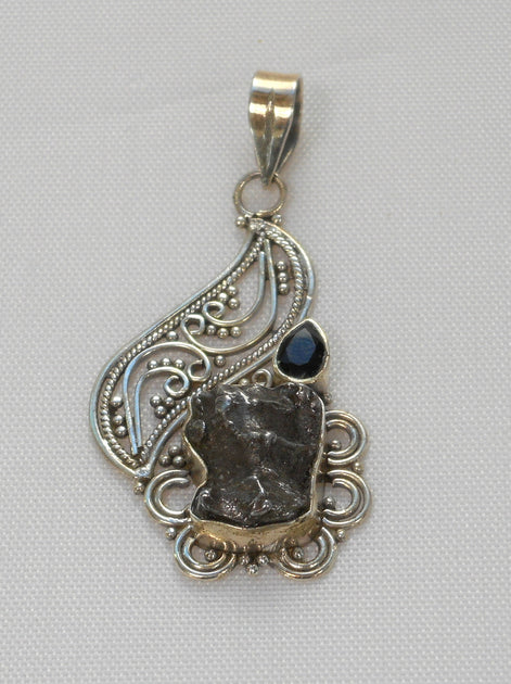 Meteorite and Sterling Pendant 3 with Onyx – Andrea Jaye Collection