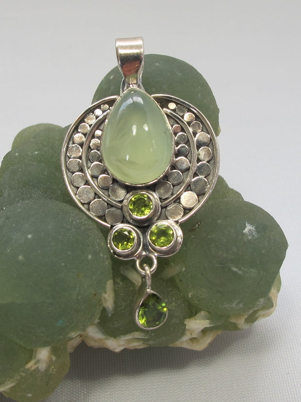 Prehnite and Sterling Pendant 1 with Peridot – Andrea Jaye Collection