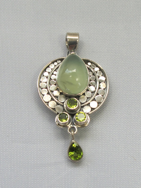 Prehnite and Sterling Pendant 1 with Peridot – Andrea Jaye Collection