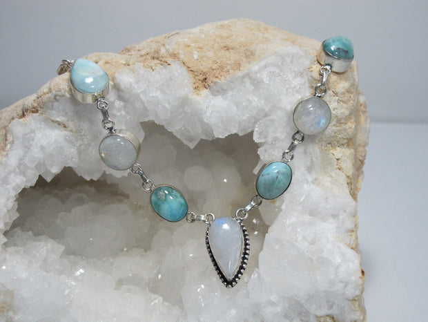 Delicate Larimar Necklace 1 with Moonstone – Andrea Jaye Collection