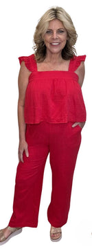 Ruffle Tank & Pull On Pant Set