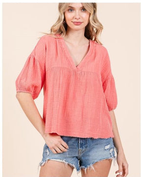 Puff Sleeve V-Top