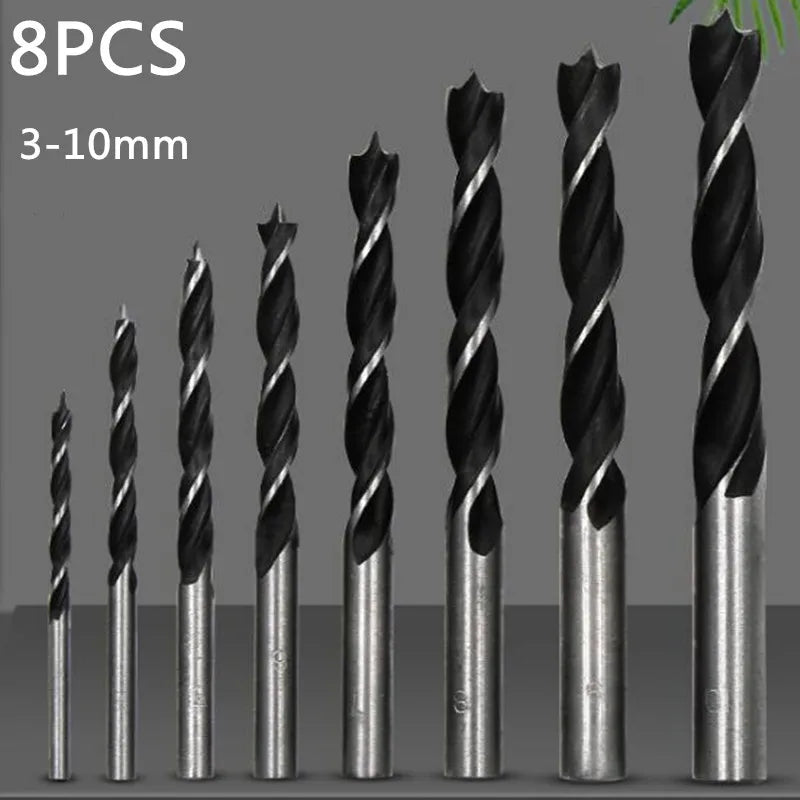 8Pcs/Set Wood Drill Bit Set 3MM-10MM Drill Bits Kit For Woodworking Wood Tools Spiral Drill Bit High Carbon Steel