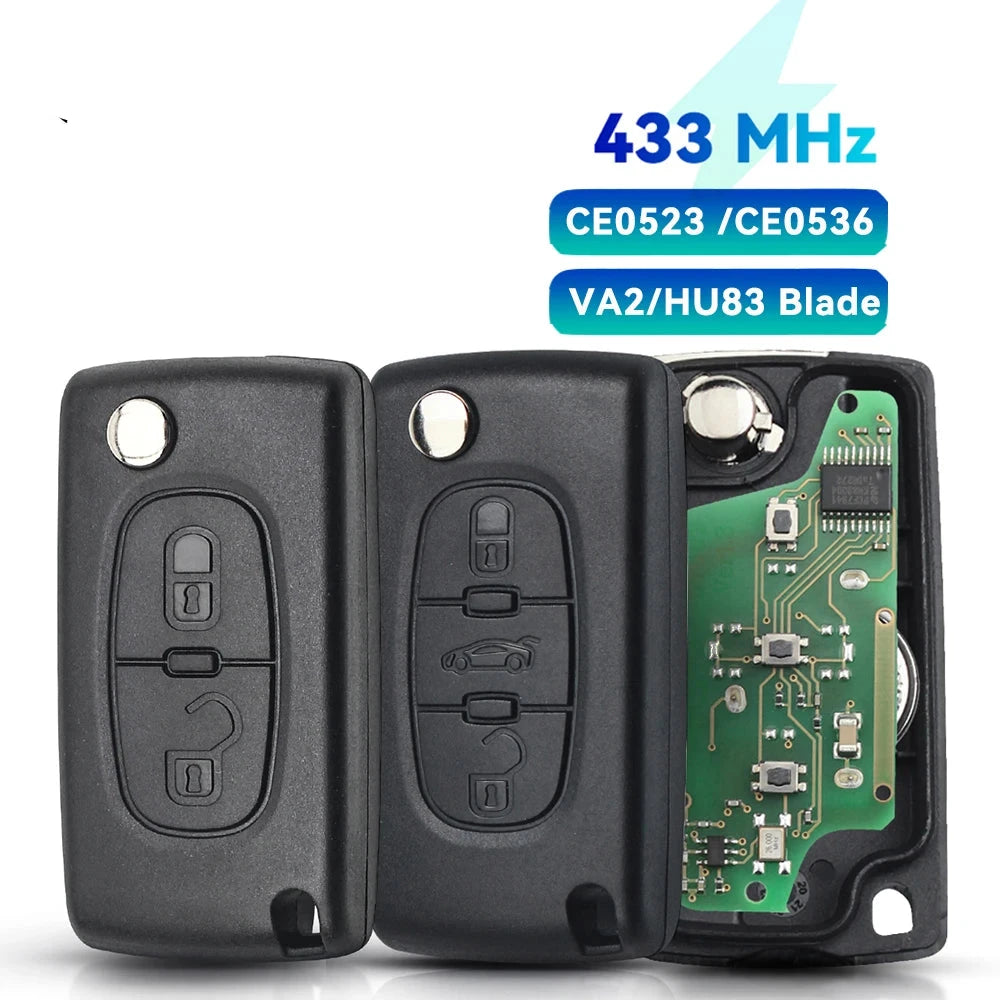 KEYYOU 2/3 Buttons Filp Remote Car Key 433MHz For Citroen C1 C2 C3 C4 C5 Berlingo Picasso For Peugeot 207 307 ID46 CE0536 CE0523