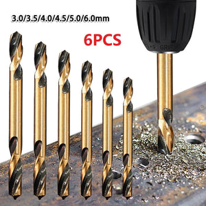 6Pcs HSS Auger Drill Bits Double-headed Bit 3mm 3.5mm 4mm 4.5mm 5mm 6mm Head For Stainless Steel Iron Aluminum Drilling Tools - SEDMECA Express
