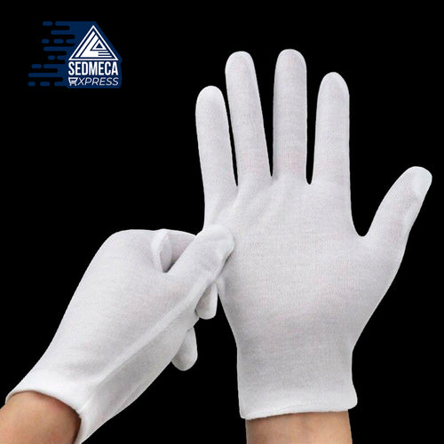 6 Pairs White Gloves Inspection Cotton Work Gloves Jewelry
