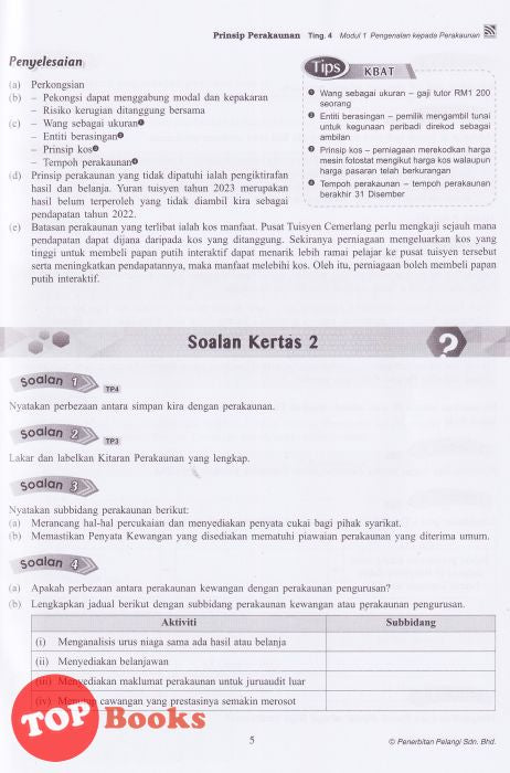 Topbooks Pelangi Pelangi Analysis Spm Prinsip Perakaunan Tingkatan 4