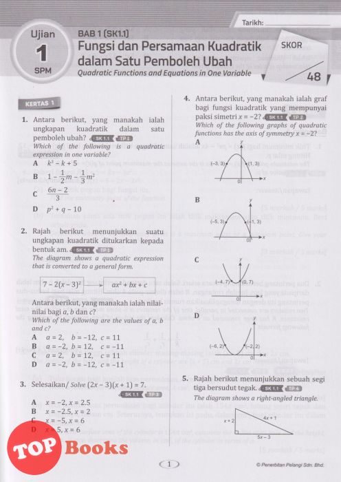 [TOPBOOKS Pelangi] Get Ready! SPM Matematik Tingkatan 4 KSSM Dwibahasa