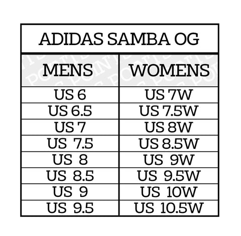 Adidas Samba OG - Size Guide