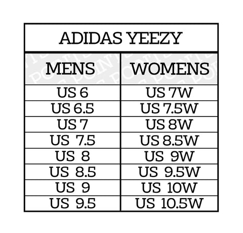 ADIDAS YEEZY Shoe Sneaker Size Guide US