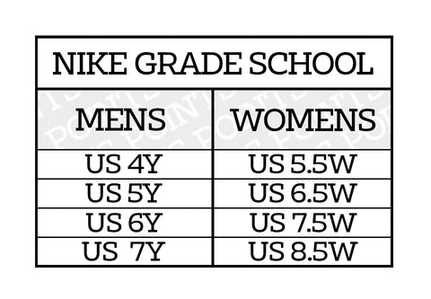 Nike GS Shoe Sneaker Size Guide US