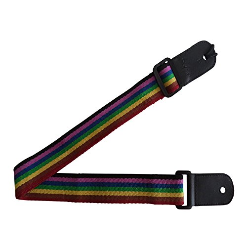 Ukulele Strap Pure Cotton Rainbow Colorful Strap with Leather End - FR ...