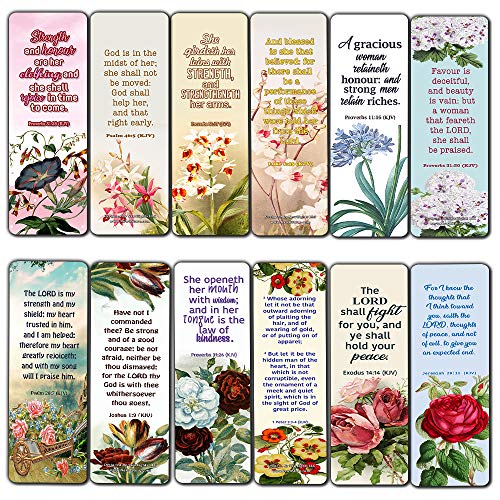 Religious Empowering Bible Verses Flowers Bookmarks For Women