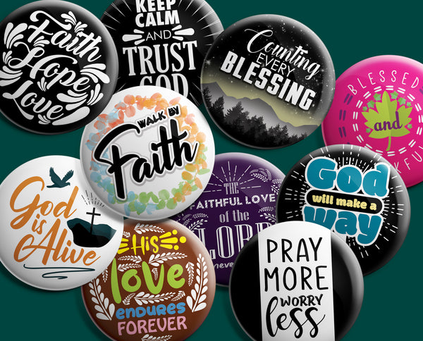 Christian Pinback Buttons Faith Hope Love 10 Pack New8store