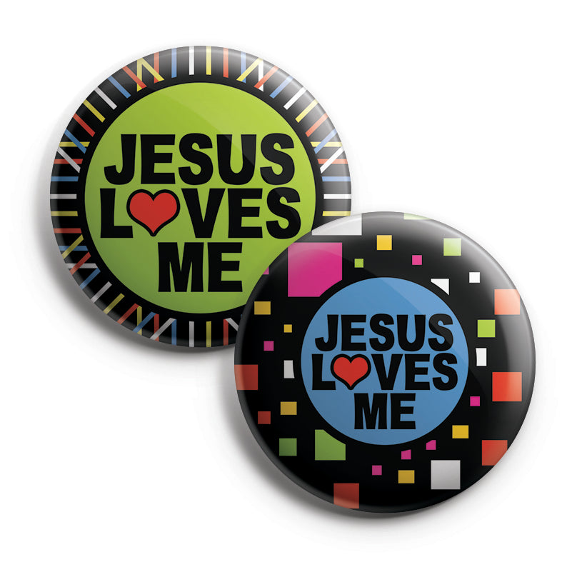 Christian Pinback Buttons Jesus Loves Me 10 Pack Large 225 Vbs