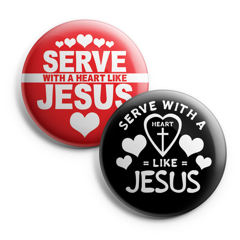 Christian Pinback Buttons Serve With A Heart Like Jesus 10 Pack New8store