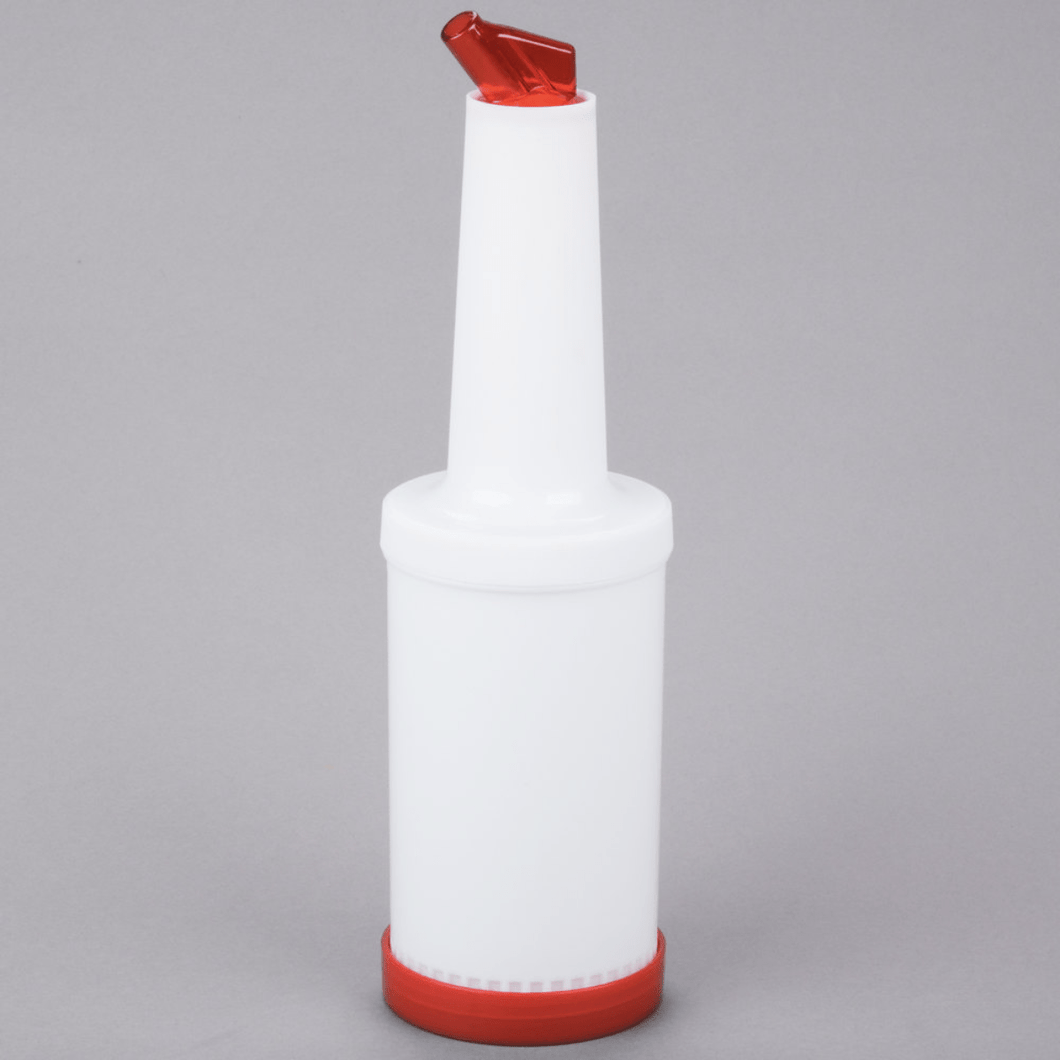 1L Pour Bottle with Red Spout and Cap - Eco Prima Home and Commercial Kitchen Supply