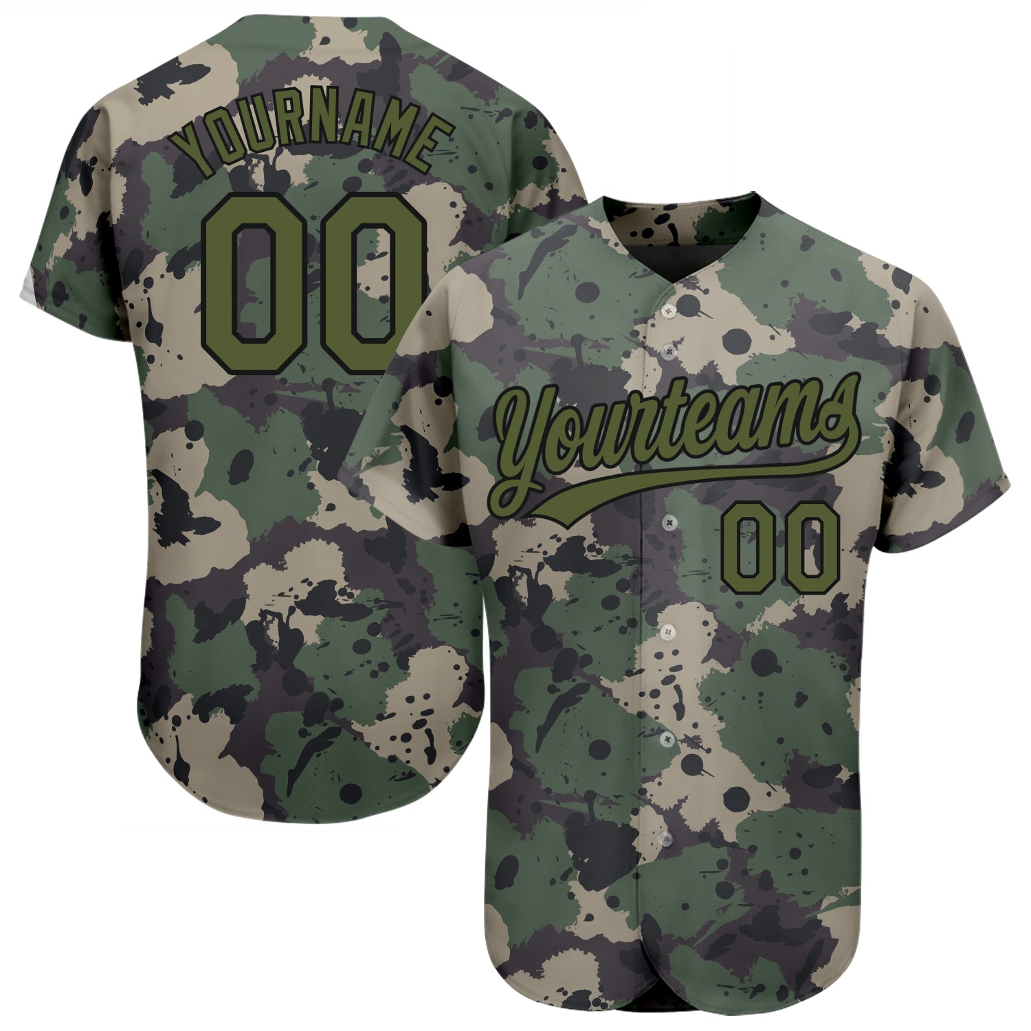  ORANGE FOX Custom Camo Black Yellow Baseball Jerseys