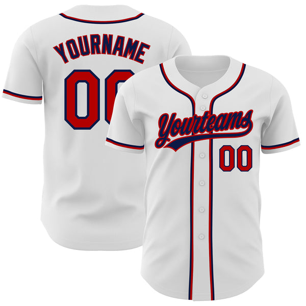 Custom Navy Red-White Baseball Jersey