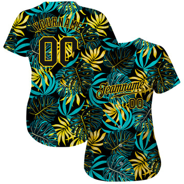 Cheap Custom Black Black-Pink 3D Pattern Design Tropical Palm Leaves  Authentic Baseball Jersey Free Shipping – CustomJerseysPro