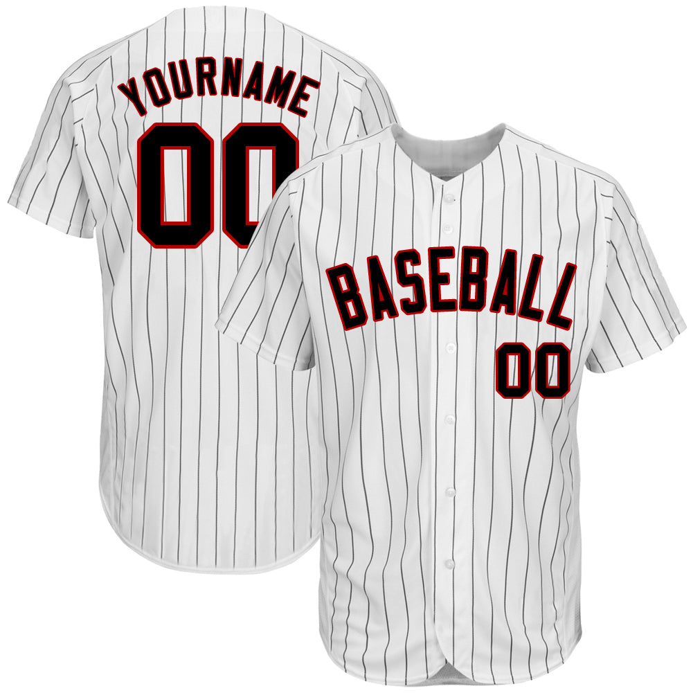 red white and black baseball jersey