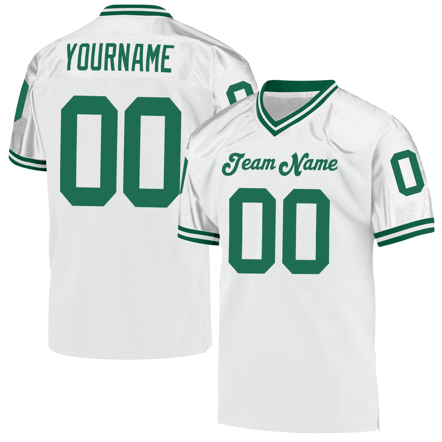 White Kelly Green Mesh Authentic Throwback Football Jersey Free Shipping – CustomJerseysPro