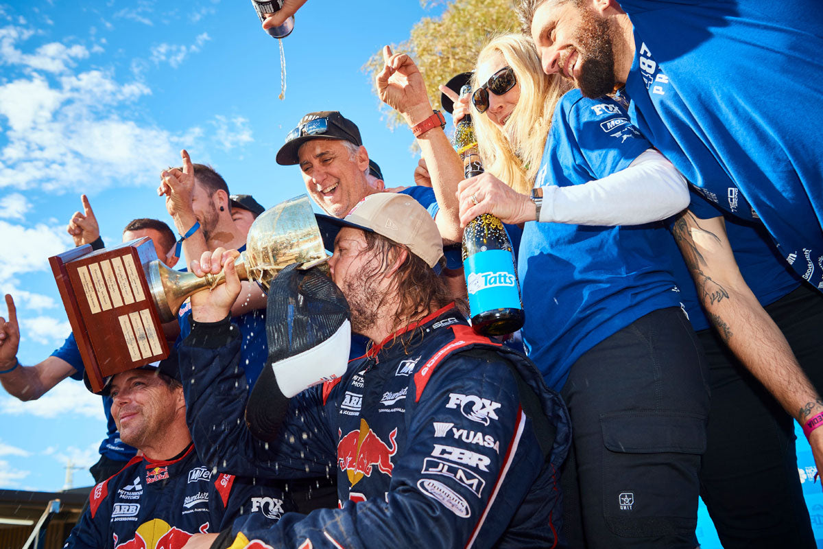 Toby Price celebrates at the Finke Desert Race