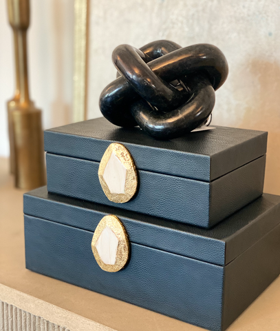 Navy leather decorative boxes