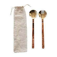 Load image into Gallery viewer, Brass Salad Servers w/ Copper Handles
