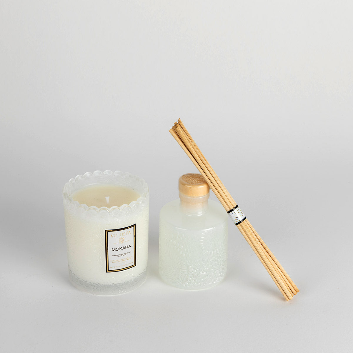 SCALLOPED CANDLE+DIFFU. SET