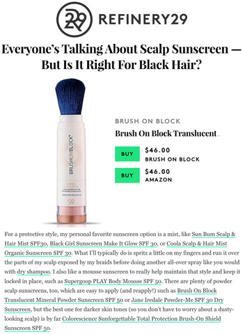Brush On Block - Refinery29 - Everyone’s Talking About Scalp Sunscreen — But Is It Right For Black Hair?