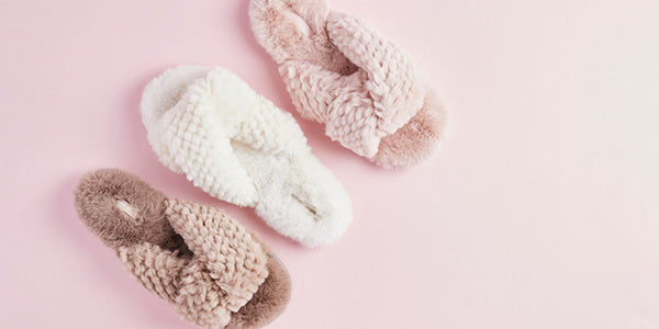 Women's open toe twin strap furry slippers