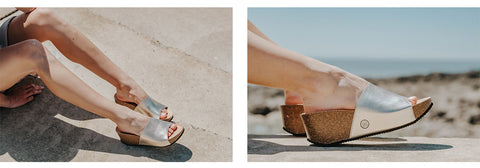 Women's metallic platform sandals