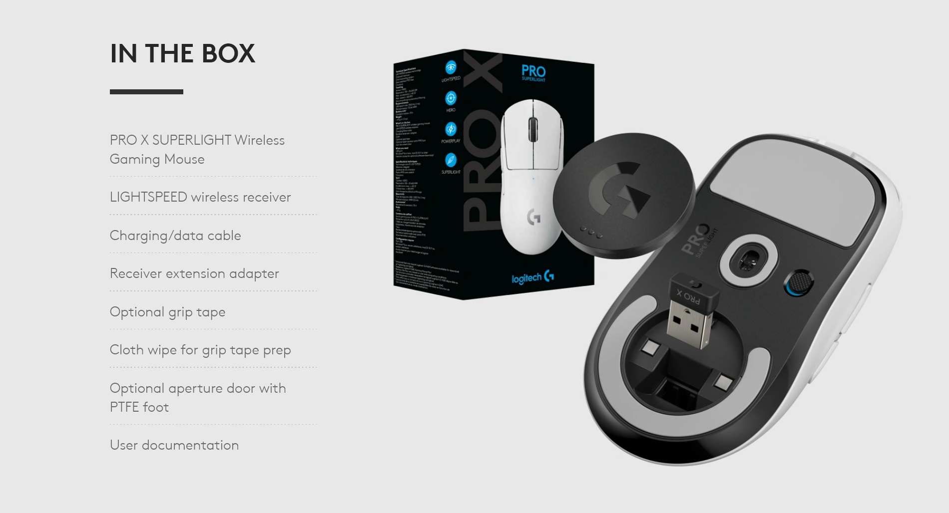 Logitech G Pro X Superlight Wireless Contents