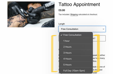 Tattoo appointment options
