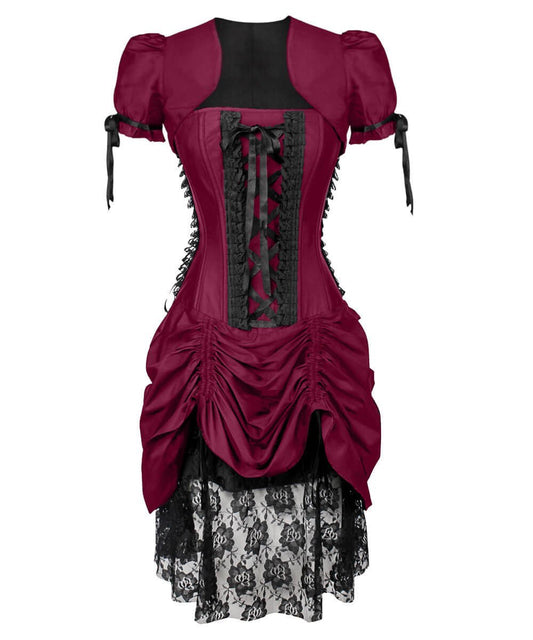 Claudio Victorian Inspired Burgundy Corset Dress with Bolero –  brands4allcopy