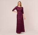 3/4 Sleeves Glittering Beaded Sequined Dress