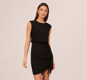 Sleeveless Jersey Fitted Shirred Self Tie Dress by 37252009492680