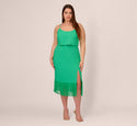 Plus Size Scoop Neck Fitted Hidden Back Zipper Summer Crepe Tank Popover Dress/Party Dress/Midi Dress