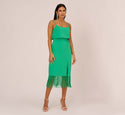 Summer Tank Hidden Back Zipper Fitted Crepe Scoop Neck Popover Dress/Party Dress/Midi Dress