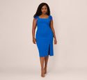 Plus Size Square Neck Back Zipper Cocktail Sheath Sheath Dress/Midi Dress