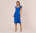 Sheath Square Neck Back Zipper Cocktail Sheath Dress/Midi Dress