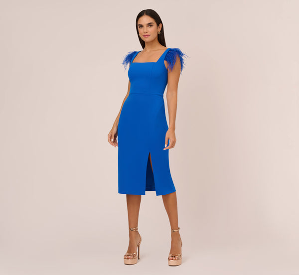 Sheath Square Neck Back Zipper Cocktail Sheath Dress/Midi Dress