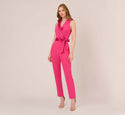 Sleeveless Crepe Jumpsuit With Tuxedo Collar In Cabaret Pink