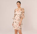 Floral Print Sheath Polyester Embroidered Bell Sleeves Fall Sheath Dress